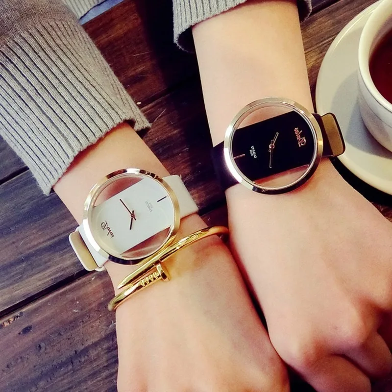 

Famous Brand Watch For Women Luxury Leather Skeleton Strap Watch Dress Watch Casual Quartz Watch