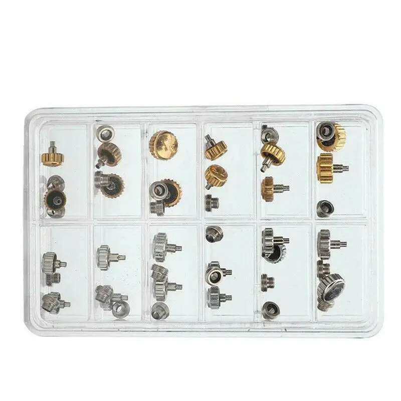 

Assorted 40pcs Waterproof Watch Crown Spare Parts Silver Golden Watch Repairing