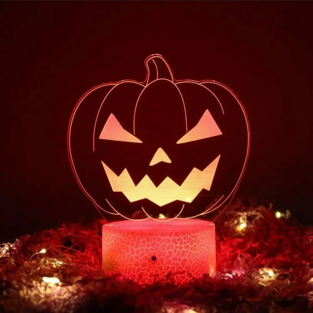 Тыква светодиодный ночсветильник акриловый 3d ночник украшение Хэллоуин комнатная настольная лампа подарок для детей праздник день рожден...