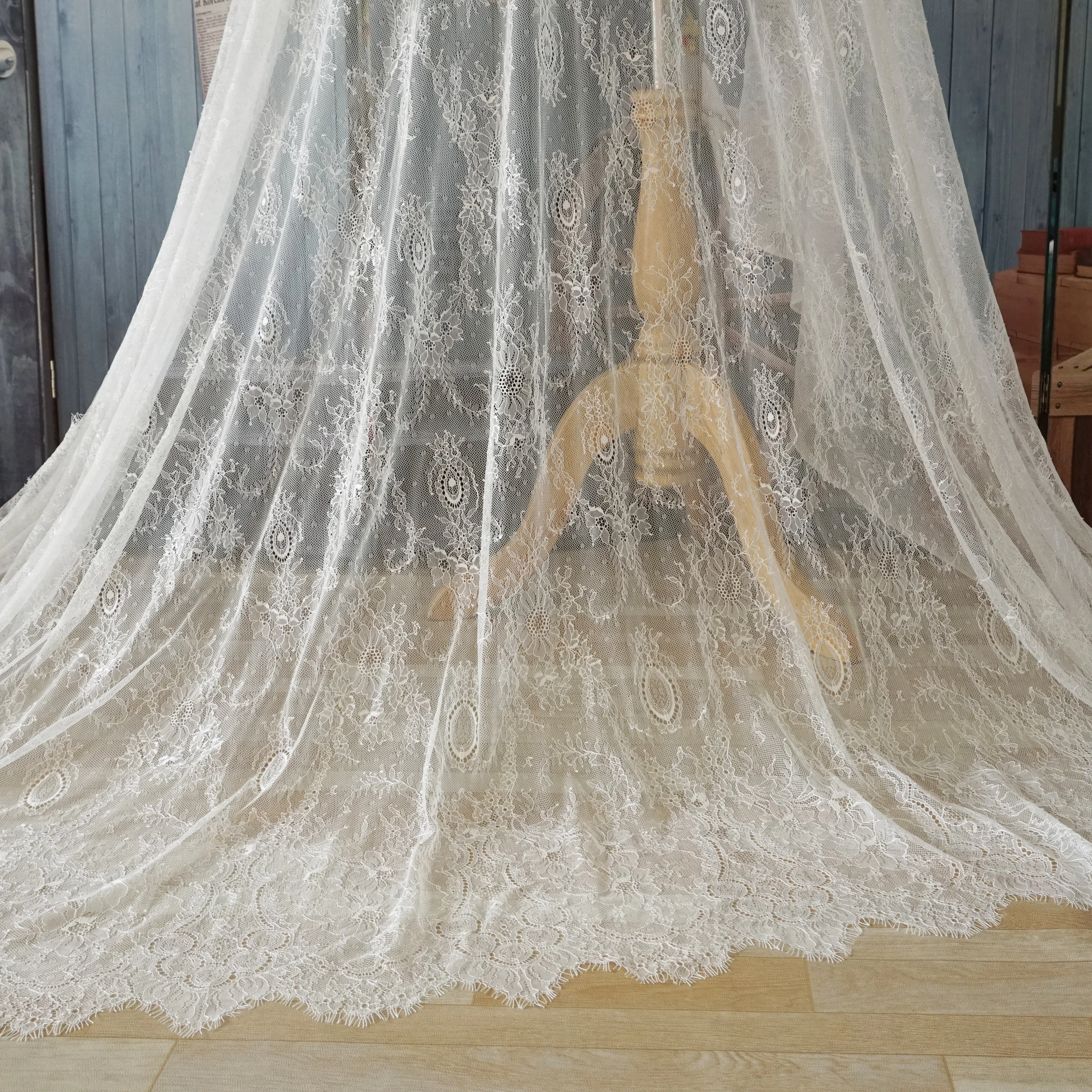 Тонкое качество женское платье кружевная ткань кружево chantilly французское для