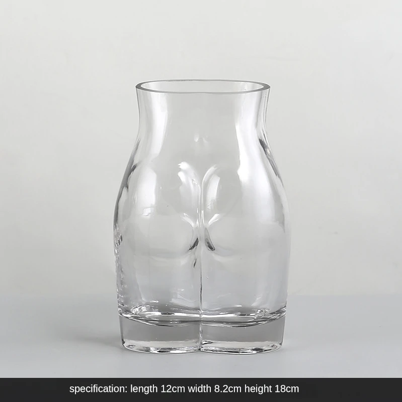 

Transparent Glass Vases Body Art Bust Butt Statue Desk Decor Ornaments Flower Arrangement Painted Glazed Vase Home Decoration