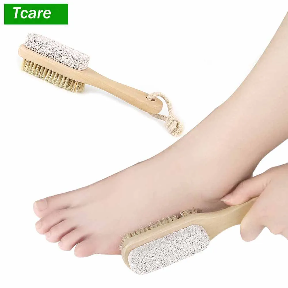 

Tcare 2IN1 Pedicure Brush Pumice Stone Foot Scrubber Combination Exfoliating Pedicure Remove Dead Skin Massage Spa Pedicure Tool