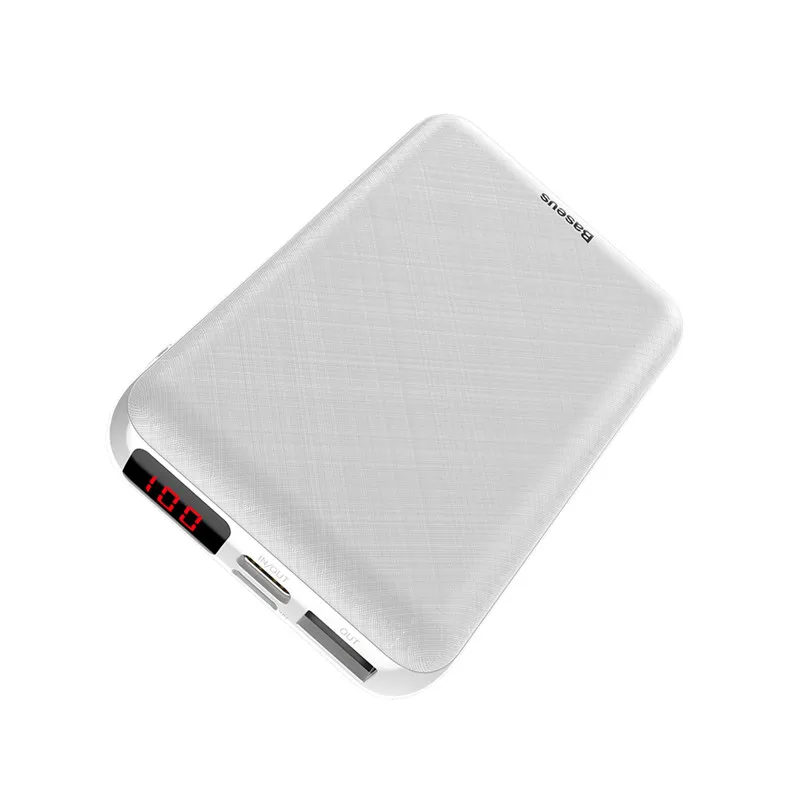 Power bank White Baseus Мини внешний аккумулятор 10000 мАч ЖК-дисплей PD type-C Быстрая Зарядка внешний аккумулятор портативное зарядное устройство крошечная Внешняя батарея повербанк - Цвет: Power bank White
