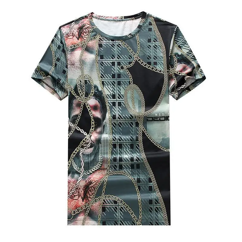

New round neck t-shirt men's digital print half sleeve T-shirt
