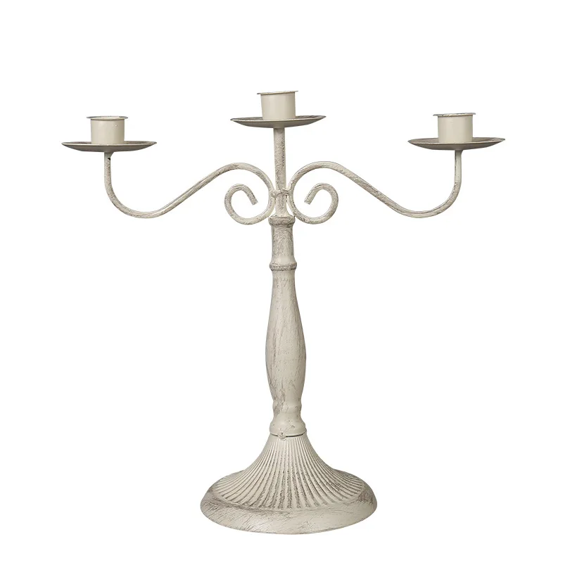 

American hotel wedding Western restaurant candlelight dinner candle table table ornaments one or three or five iron candlesticks