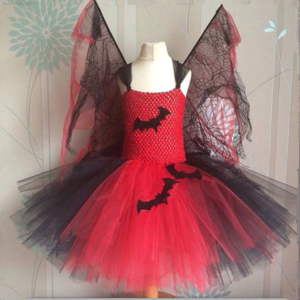 Платье-пачка с летучей мыши вампира детские костюмы на хэллоуин красного и