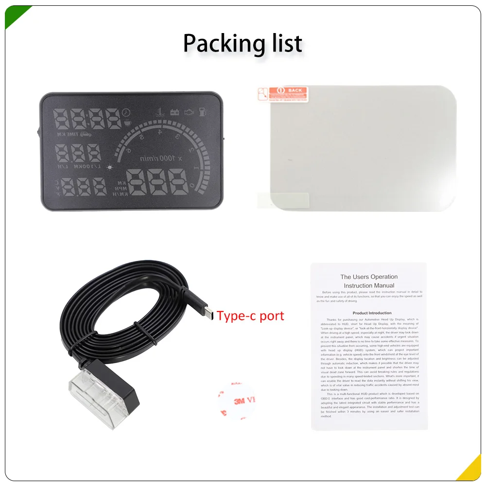 

2020 New HUD i9 Head-Up Display Speedometer Car Windscreen Speed Projector Overspeed RPM Voltage Alarm Electronic