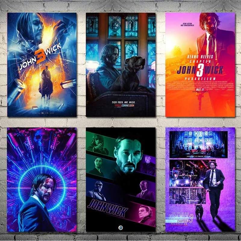 Джон в ИК Глава 1 2 3 популярный фильм Искусство Шелковый Холст плакат печать 13x20