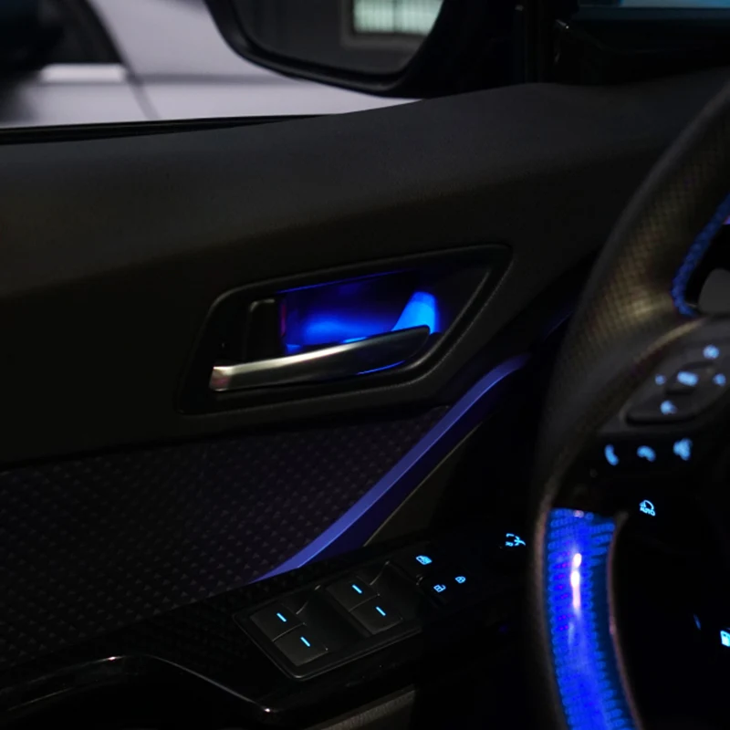 Синий Светильник на переднюю и заднюю дверную ручку для Toyota CHR, красный и синий цвета, светильник на дверную чашу для Toyota C-HR - Название цвета: Синий