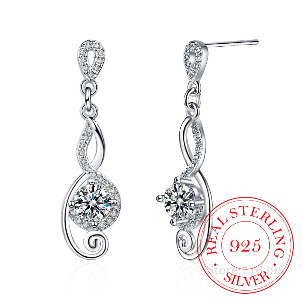 

Чистый 925 Висячие серьги из серебра 925 пробы для женщин простой кристаллы свисающие серьги Свадебная вечеринка ушные капли Brincos де Прата/jkflja