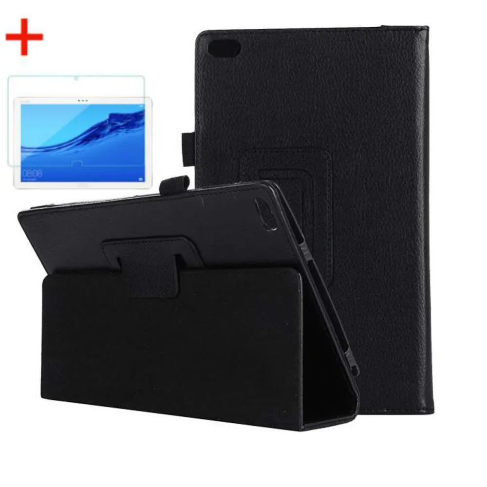 

For Lenovo Tab 4 8 2017 TB-8504 Case and Glass Flip Litchi PU Leather Cover for Lenovo Tab4 8 TB-8504F TB-8504N 8504X Tablet