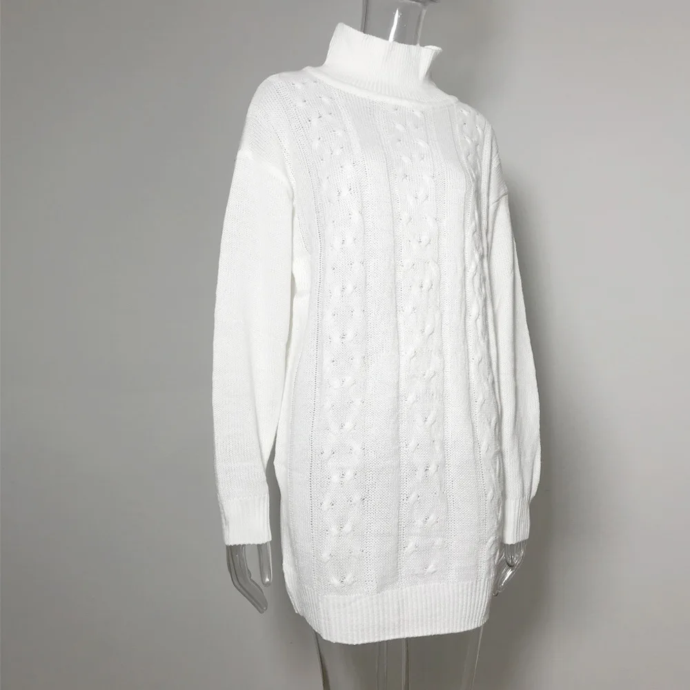 Женское трикотажное мини-платье JuneLove Повседневное платье-свитер с высоким