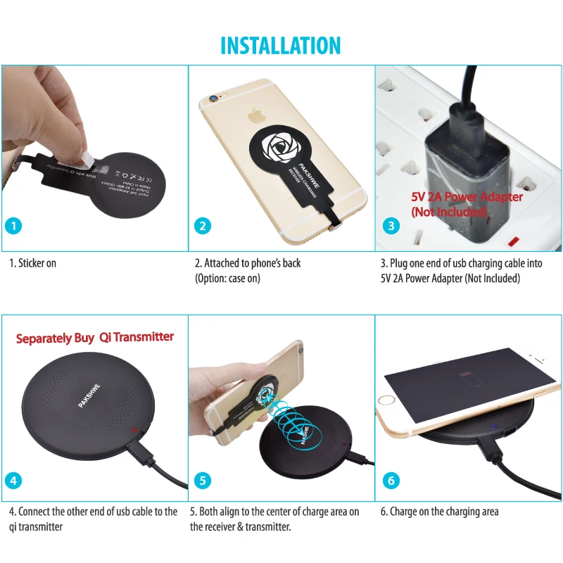 5 Вт Qi Беспроводное зарядное устройство приемник TI Быстрая зарядка для iPhone Lightning 5S