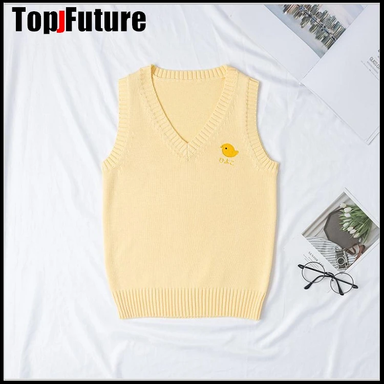 Маленький желтый вязаный жилет CHIK в японском стиле для девочек милый