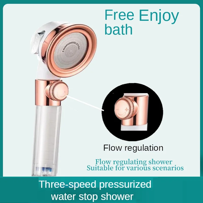 3 modes pressurized shower head water saving pulse spray gun one button water stop abs chrome adjustable bathroom accessories free global shipping