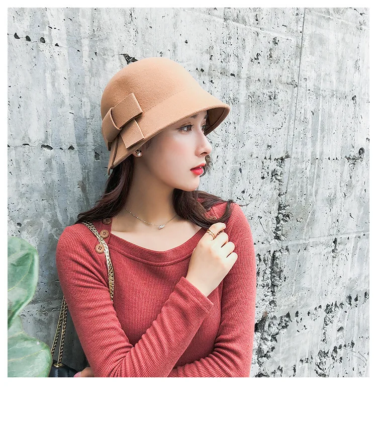 Женская Банкетная Шляпка из 100% шерсти зимняя фетровая шляпка с бантом подарок