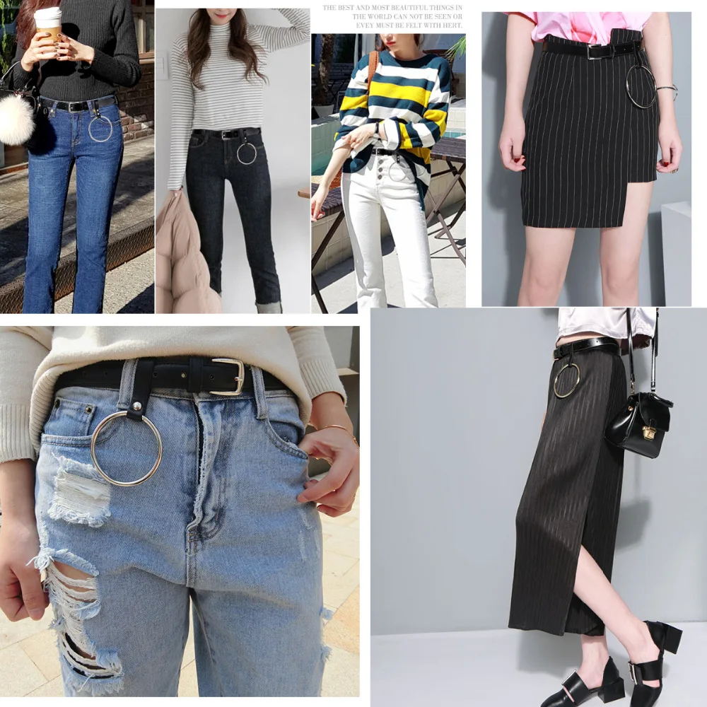 UYEE Leather Belt Edgy For Women Pastel Goth Fashion Leather Harness Leg Cage Body O-ring Belt Adjustable Waist Harness Punk Top