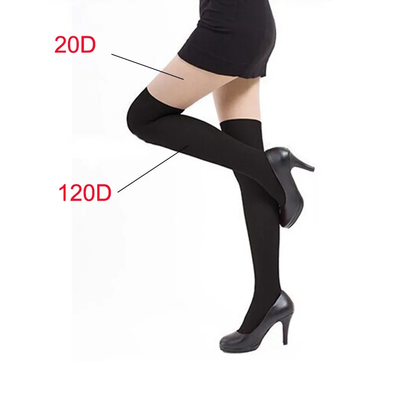 Сексуальные женские колготки в полоску Длинные чулочно-носочные изделия черного