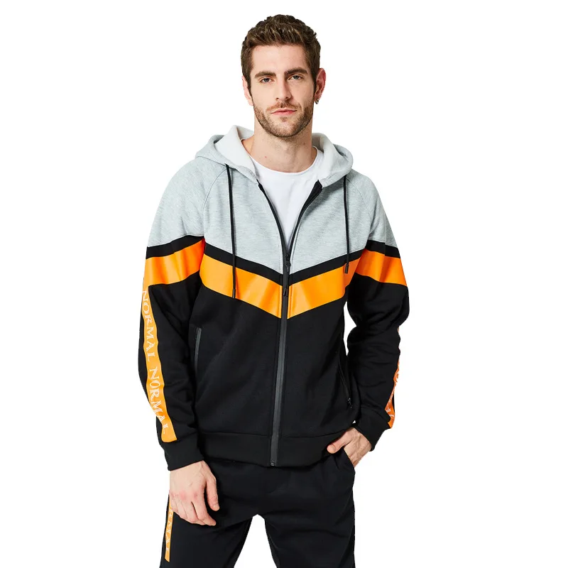 

Colorblock Hooded Casual Zip Cardigan Sweatshirt Hoodies Coat USA/EU Size Men's Tooling Style Fashion Leisure Hoodies