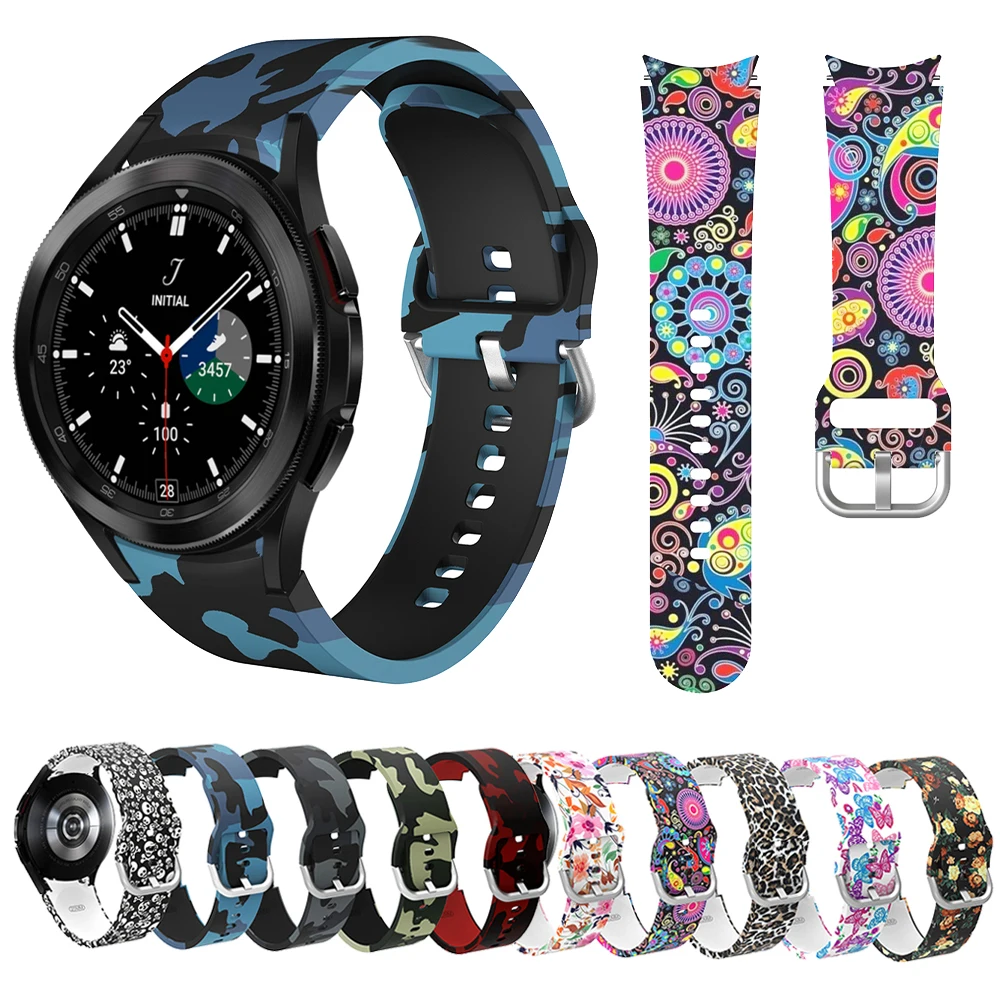 

Sports Silicone Strap For Samsung Galaxy Watch 4 classic 46mm 42mm Band Galaxy Watch4 44mm 40mm Printing Bracelet Replace Straps