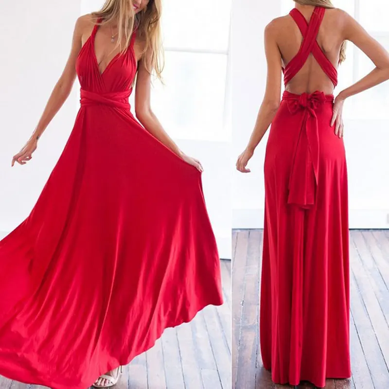 2020 летнее Элегантное Вечернее Платье женское длинное платье с открытой спиной