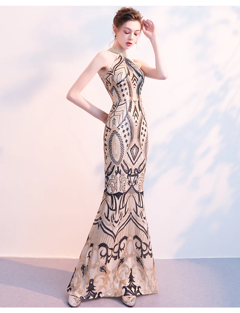 Женское вечернее платье с узорчатым принтом SOLOVEDRESS длинное облегающее в стиле