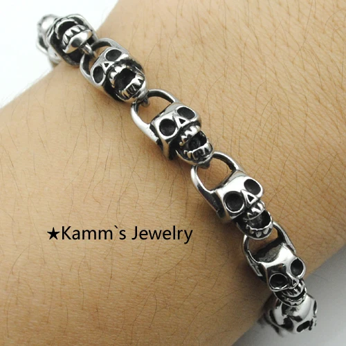 AMUMIU Высокое качество Мода 2022 Череп Браслеты из нержавеющей стали мужские