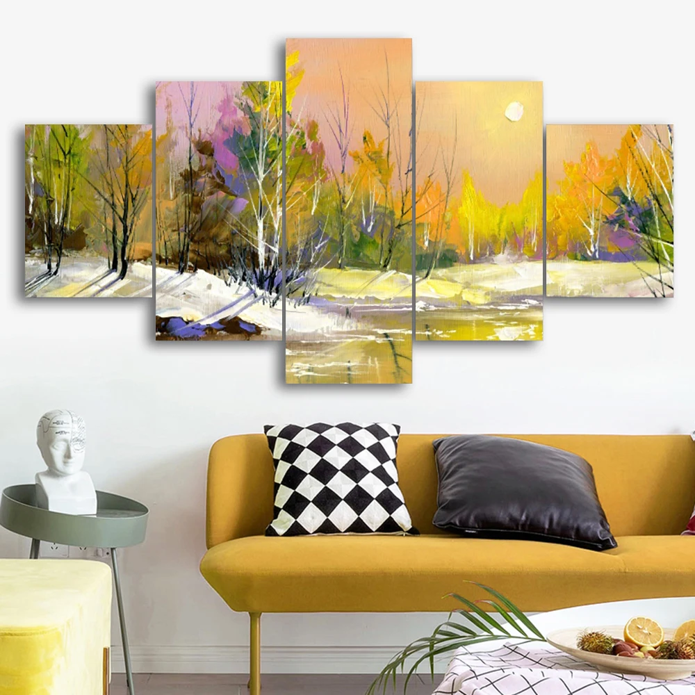 Laeacco теплые зимние солнечные картины на холсте украшение дома Настенные рисунки