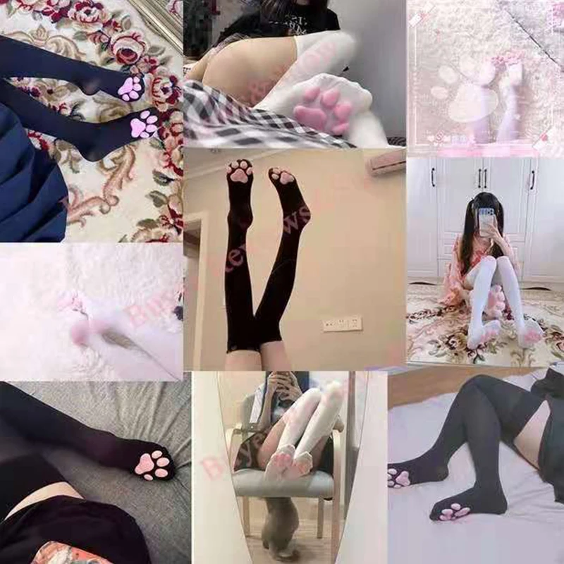 

New 3D Cat Paw Socks Thigh High Socks Kawaii Kitten Claw Elastic Stockings Lolita Soft Cotton Pawpads Anime Cosplay Stockings
