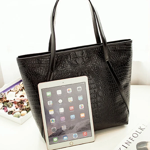 Новая модная повседневная Глянцевая сумка-тоут из кожи аллигатора женская