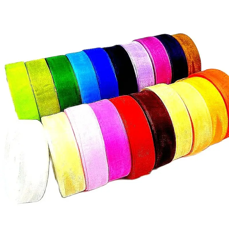 

HL 25MM Width 50Yards Lots Colors Choose Transparent Organza Ribbon Weaving Decorations DIY Crafts Gift Box Wrap Belt A045