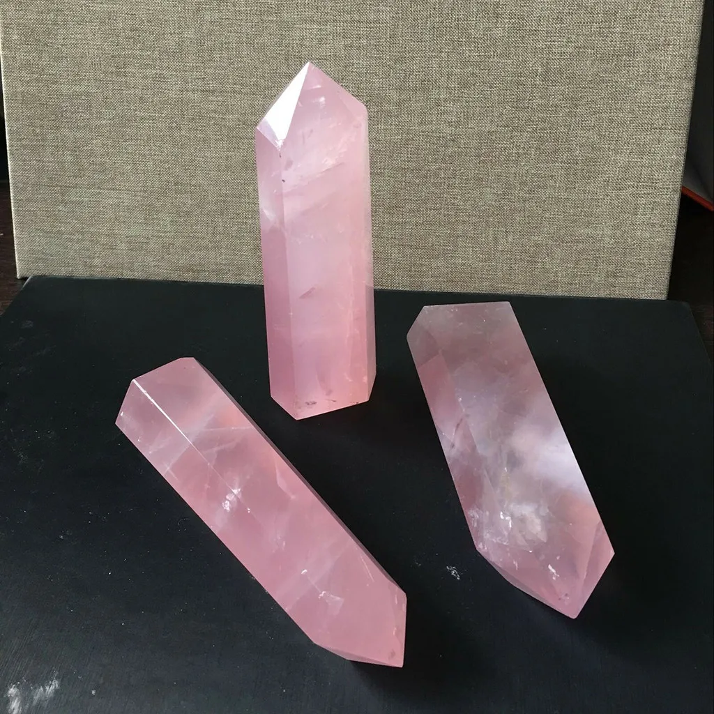 

40-50mm Natural Rock Pink Rose Quartz Crystal Wand Point Healing Mineral Stone Magic Wand Home Decor Amethyst Rose Quartz 2021