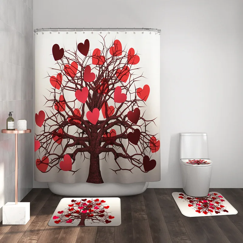 С рисунком в виде надписи &quotлюбовь&quot под дерево Ванная комната Шторы комплект