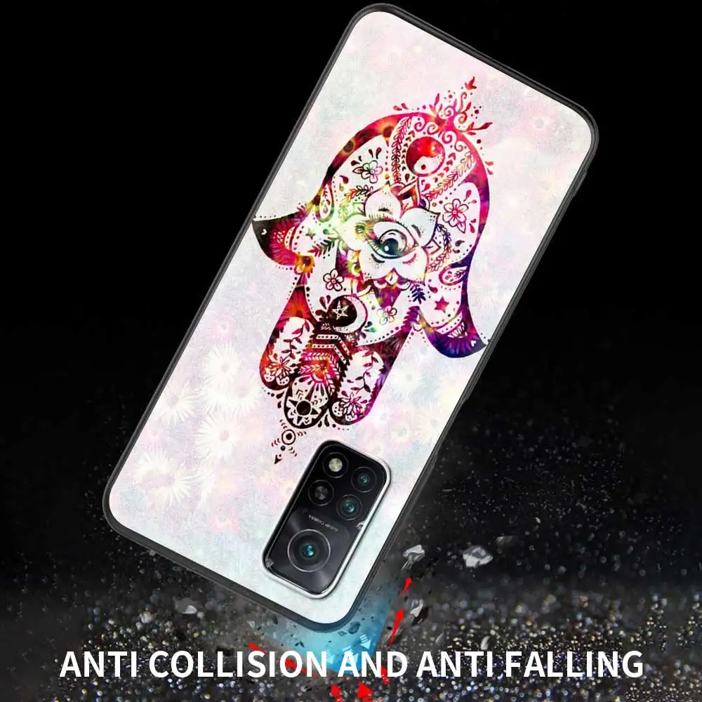 Phone Case For Xiaomi Poco X3 NFC M3 Pro Pocophone F1 F3 Note 10 A2 Lite CC9E CC9 A3 TPU Capa Hamsa Hand Amulet Psychedelic Art | Мобильные