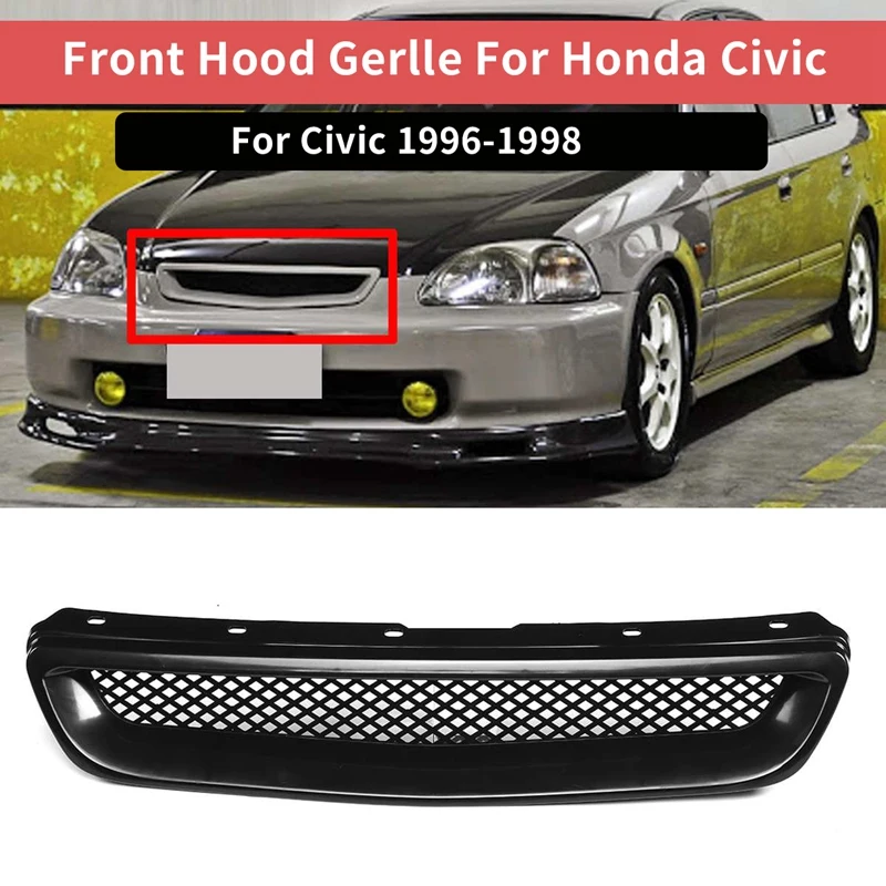 ABS Black Car Front Bumper Hood Grill Grille Cover Trim for Honda Civic EK CX DX EX HX LX Type R 1996 1997 1998 | Автомобили и