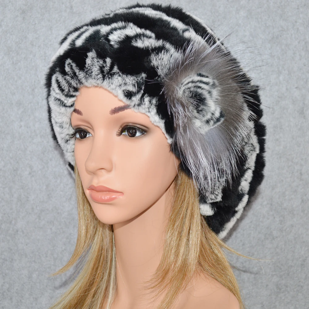 Женская меховая шапка для зимы из натурального кролика Рекс лисы 2019 новые модные