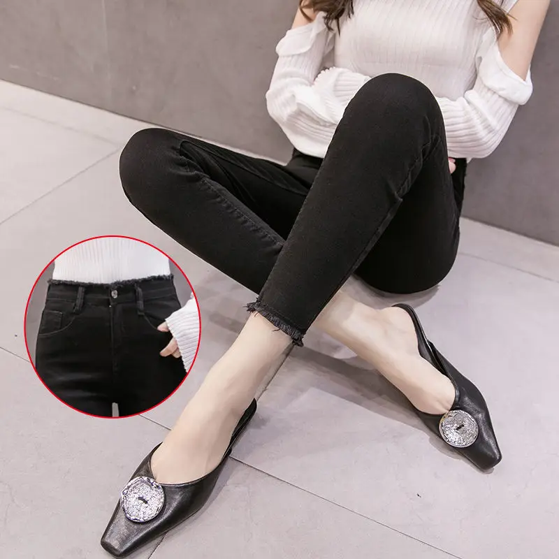 Новые облегающие эластичные узкие джинсы с высокой талией женские винтажные