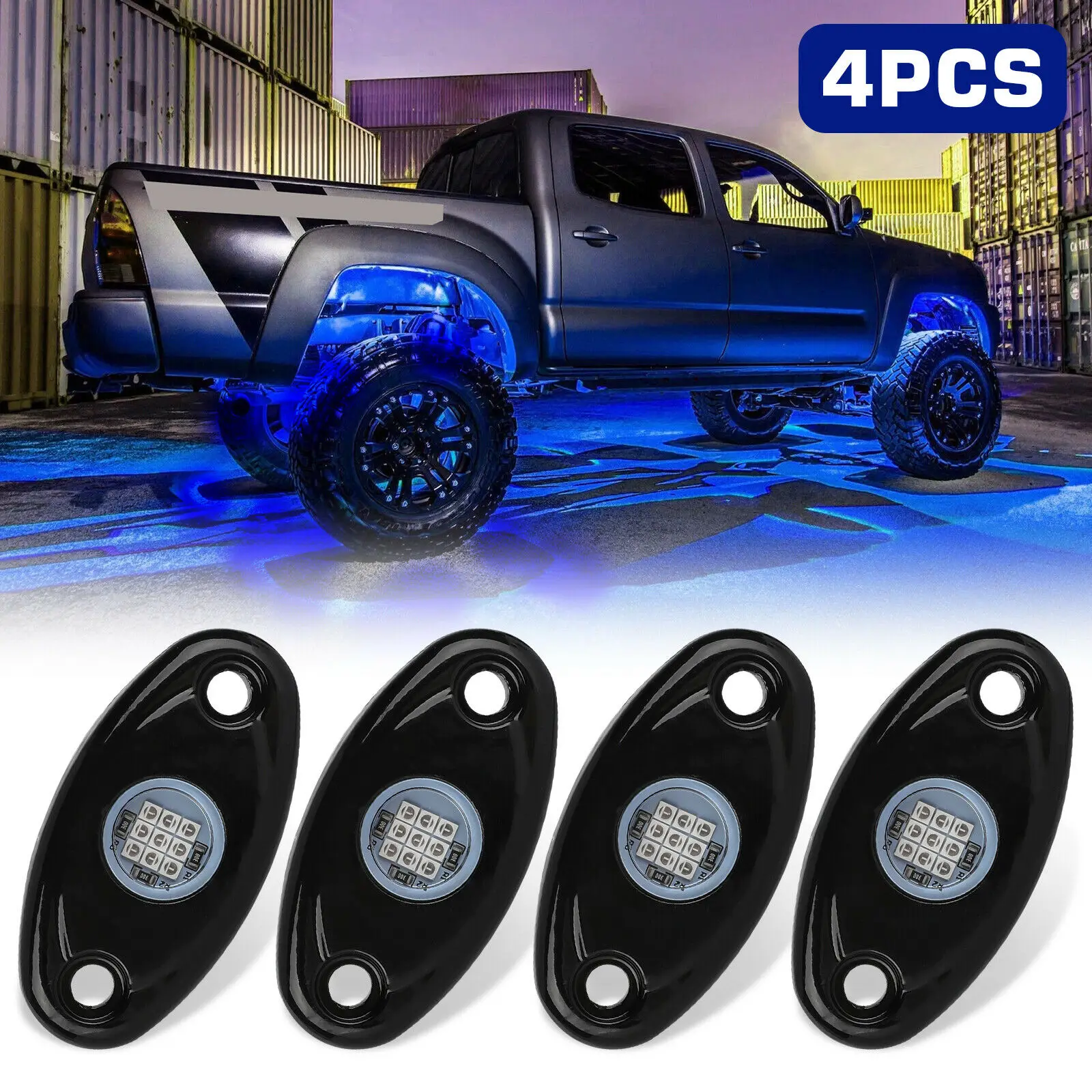 4 Pods LED Rock Lights Waterproof LED Neon Underglow Light For Car Truck Red Blue Cars Boat Underbody Glow Trail Rig Lamp Tool