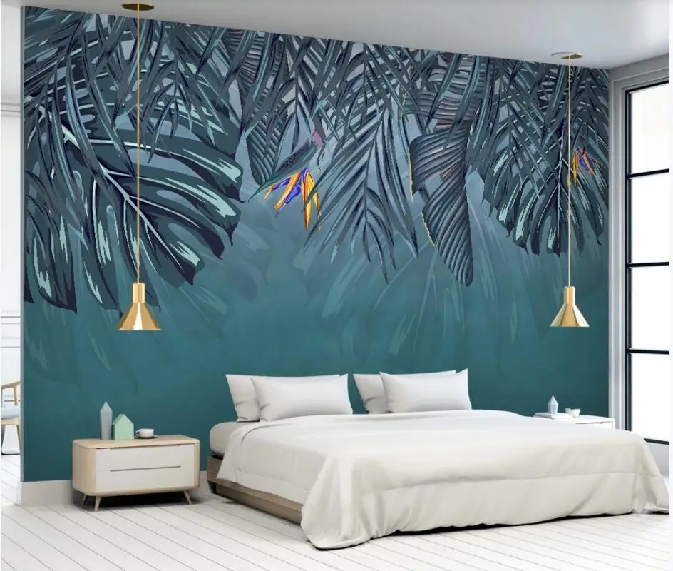 

AINYOOUSEM Nordic tropical plant leaves TV background wall papier peint papel de parede wallpaper 3d wallpaper stickers