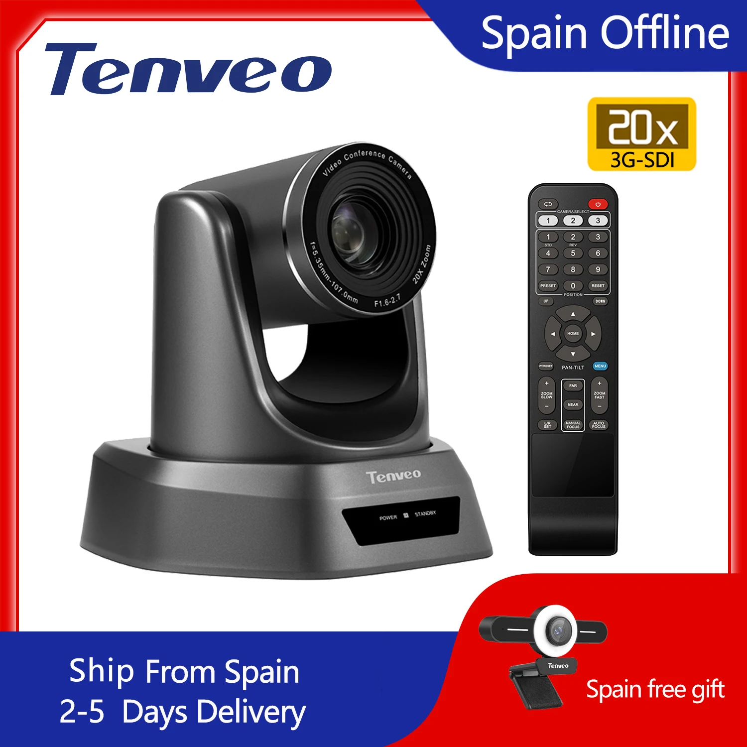 

[EU Stock]Tenveo NV20A USB HDMI SDI Конференц-камера HD 1080p PTZ камера SDI камера 20X зум видеокамера для конференц-связи