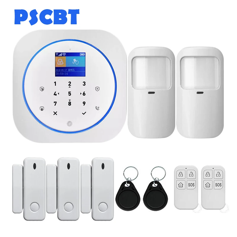 Kit 15 PS12 Tuya домашняя охранная Wi-Fi сигнализация GSM SIM карта телефон дозвон приложение дистанционное управление 11 видов языков вор охранная сигнализация - Color: Kit 15