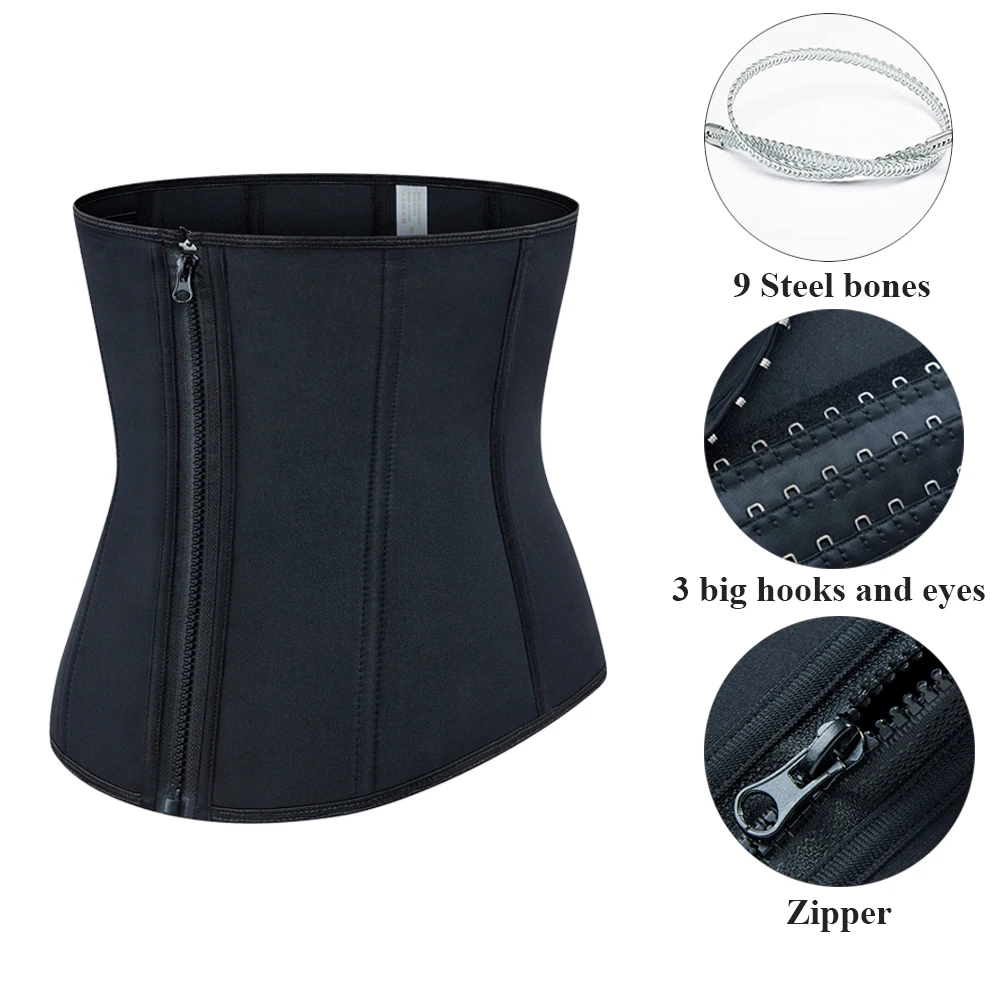 

Latex Waist Trainer Corset Body Shapewear Women Slimming Belly Sheath Hourglass Shaper Workout Cincher Steel Boned Zipper Girdle