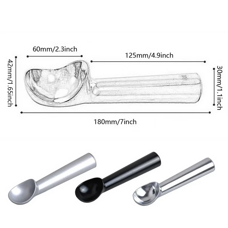 

Stainless Steel Ice Cream Spoon Portable Aluminum Alloy Non-stick Anti-feeze Ice Cream Baller Scoop Home Kitchen Tools Home ^^