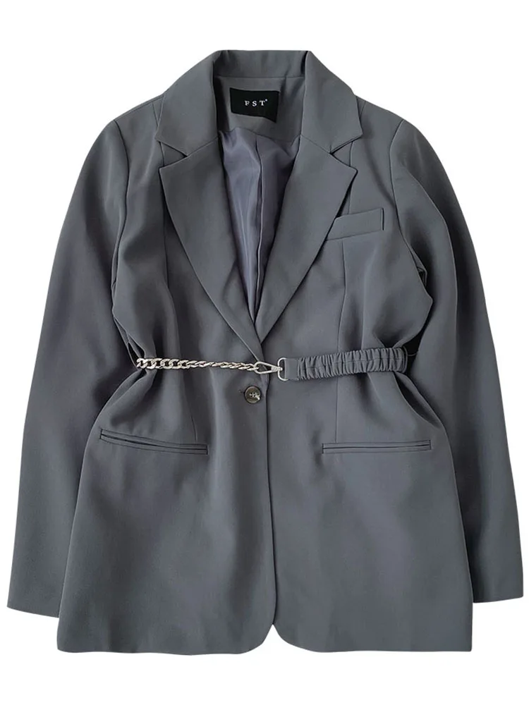 

Design Sense Brown Suit Jacket Spring And Autumn New Women's Long-sleeved Shirt Small Suit With Belt Blazer Women