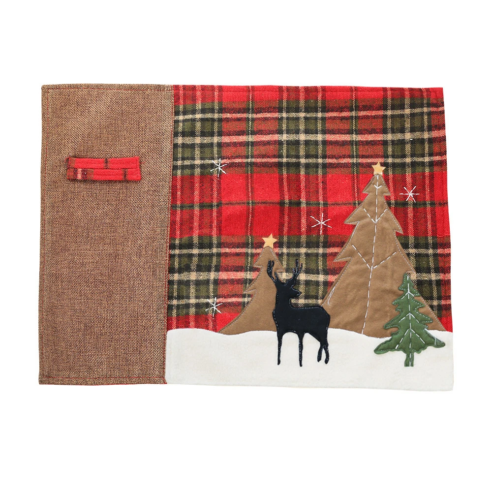 1 комплект Рождественская скатерть клетчатая ткань лось маленькая елка коврик