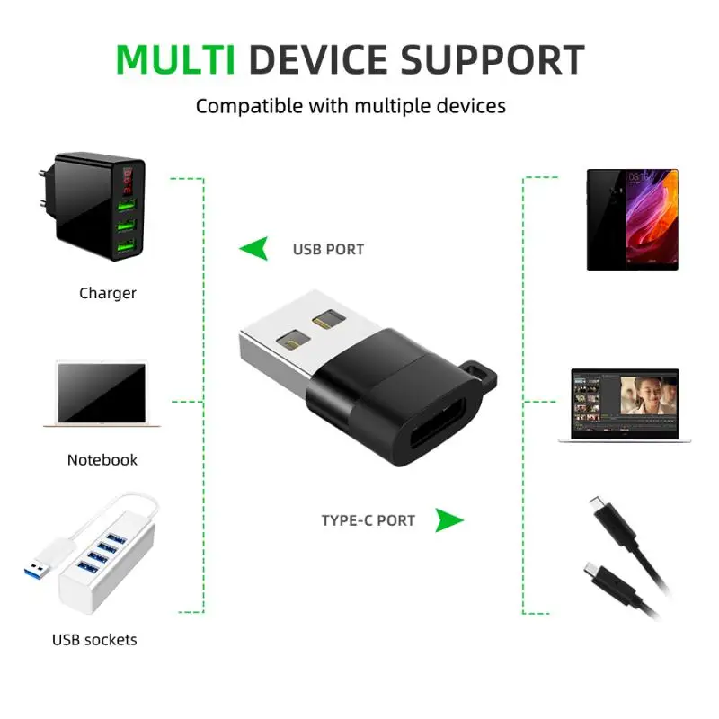 Type-C Женский к USB Мужской адаптер папа конвертер многоцветный 3 0 OTG с цепочкой для