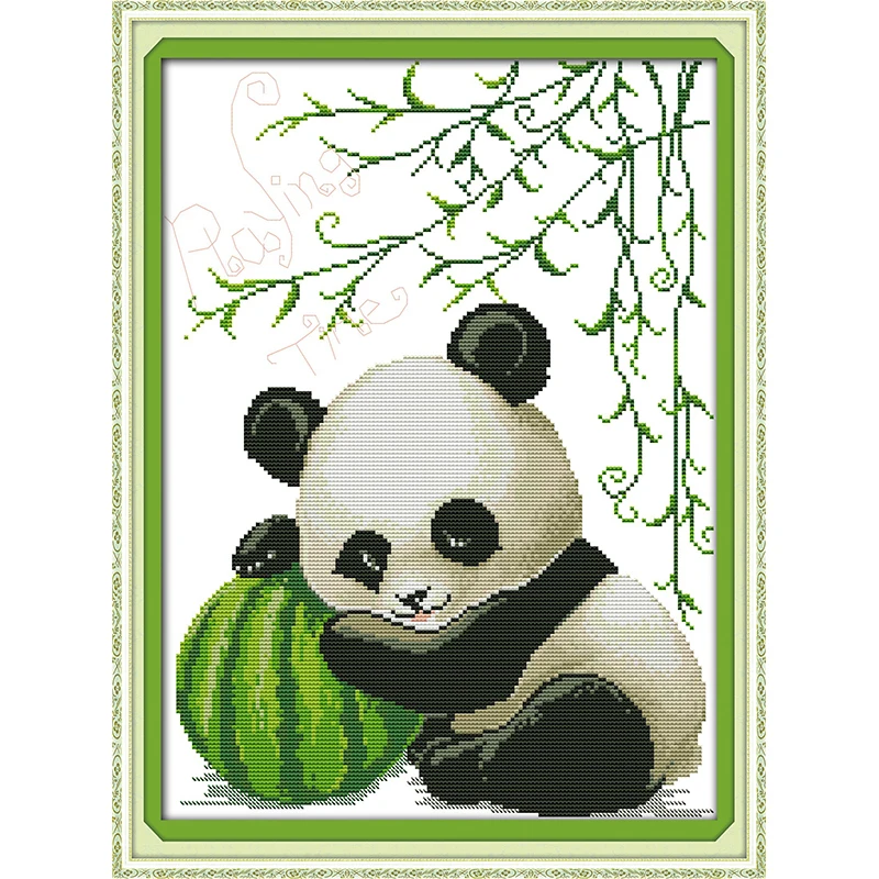

Everlasting Love Baby Panda Chinese Cross Stitch Kits Ecological Cotton Stamped Printed 11CT DIY New Year Decorations For Home