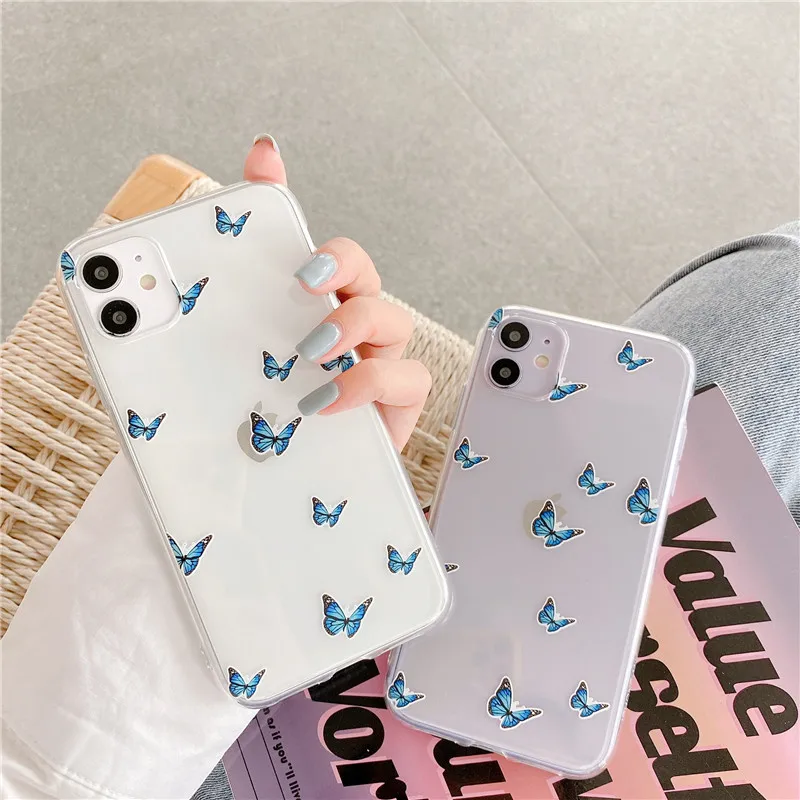 Милый чехол для телефона с рисунком бабочки iphone 12 mini 11 Pro Max 7 8 plus X XR XS SE 2020