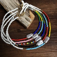 40cm bohemia colorful beads choker necklace women ethnic clavicle choker fashion summer beach jewelry pendant necklace