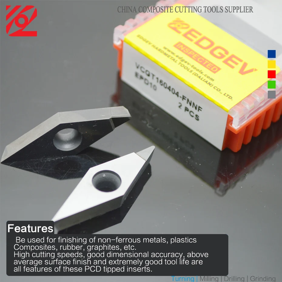 

EDGEV 2 шт. PCD вставка VCMT110302/04 VCMT 160402/04/08 VBMT110302/04 VBMT 160402/04/08 алмазные вставки токарный станок резец ЧПУ Инструменты